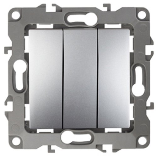 Выключатель без рамки Эра S12 3-кл 10А алюминий картинка